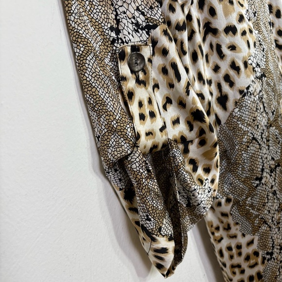 CAROLINE ROSE Vintage 100% Silk Long Tunic Blouse Top Shirt Leopard Snakeskin L - Picture 6 of 17